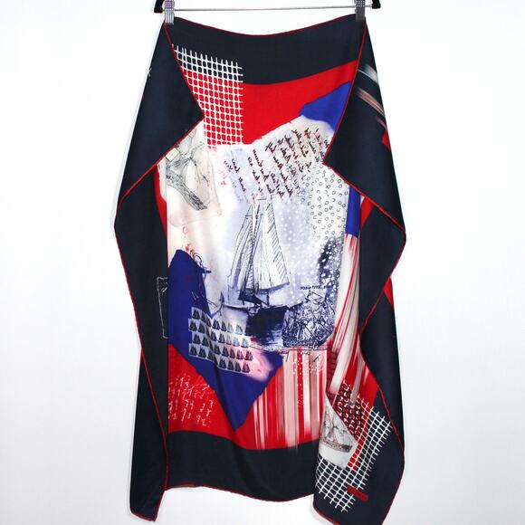 ARMINE 100% Silk Multi Color Patterned Square Large Scarf - Picture 4 of 5